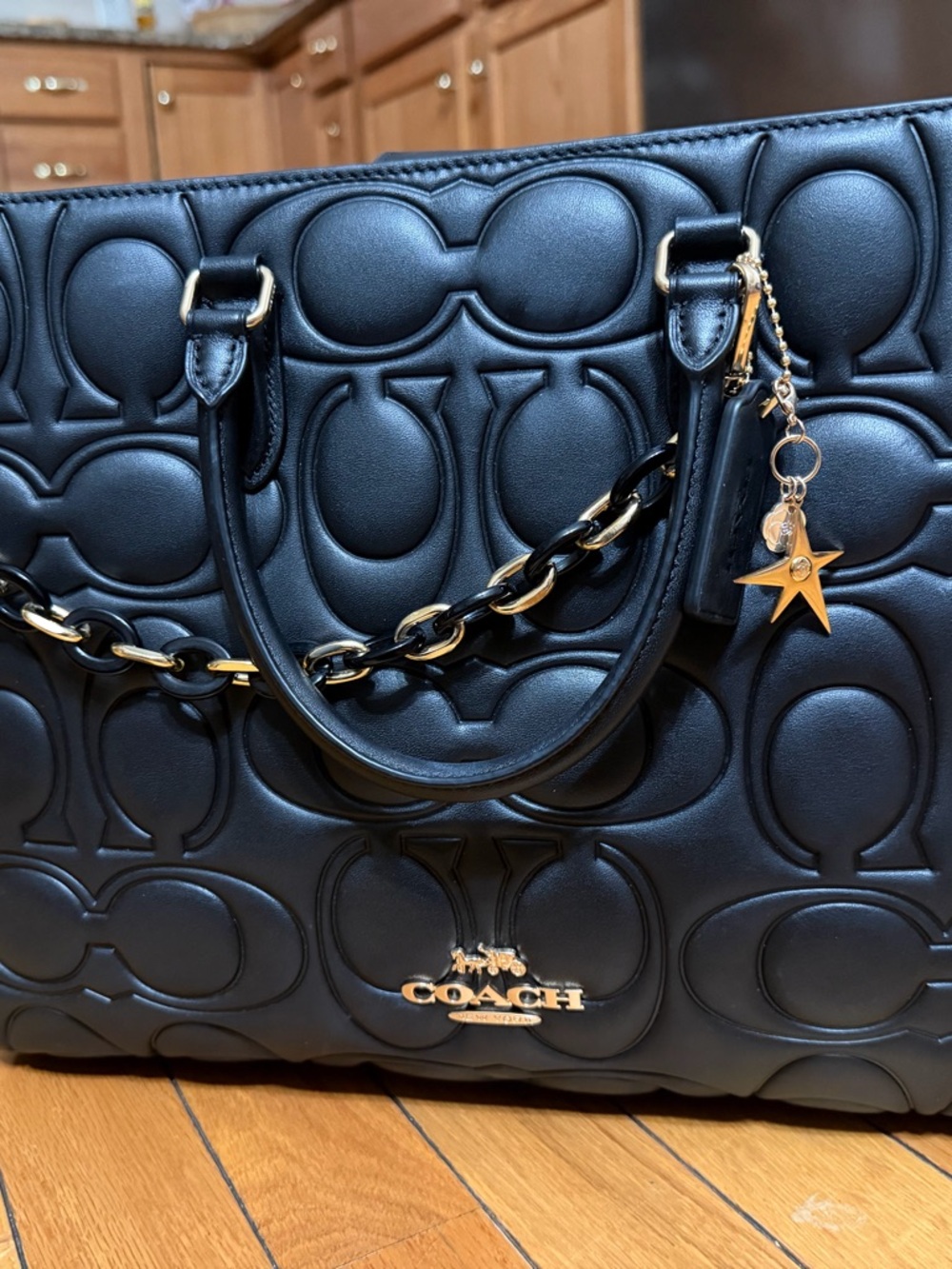 COACH Black Quilted Signature large Maggie Tote - gently used